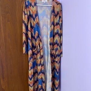 Lularoe Blue/Orange/Yellow Zigzag Patterned Medium Long Sleeved Sarah